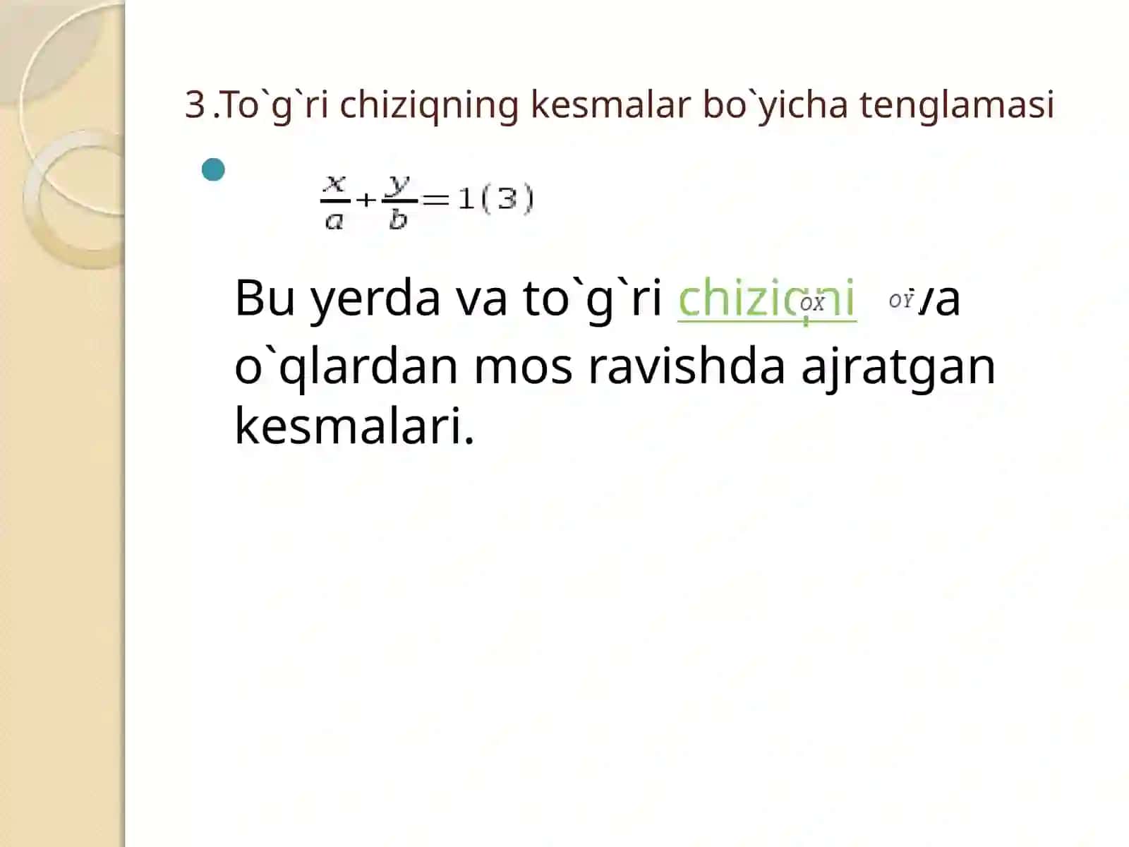 Tekislida to’g’ri chiziq tenglamasi 4