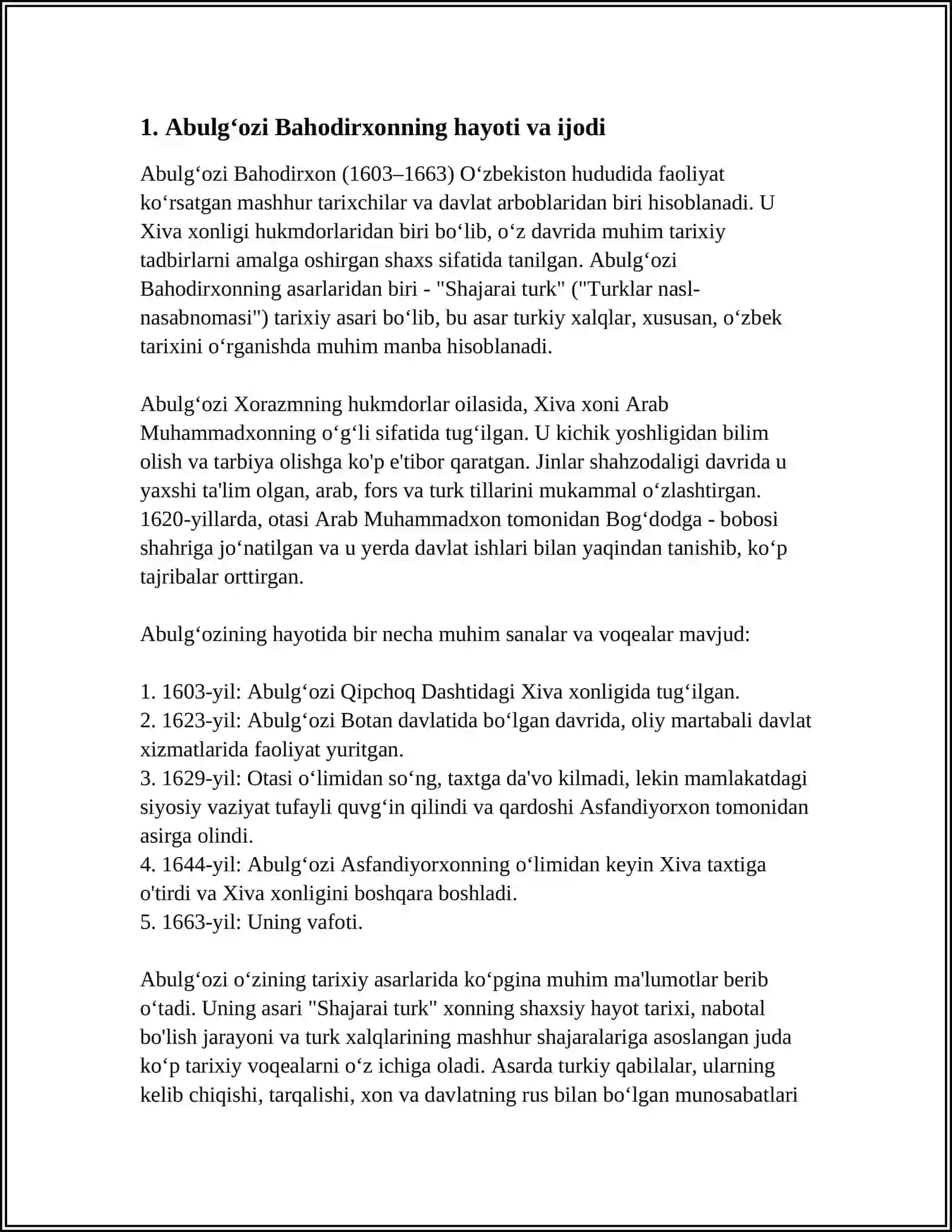 ABULGʻOZI BAHODIRXON "SHAJARAI TURK"ASARINING OʻZBEK ADABIYOTI TARIXIDAGI ILMIY-BADIIY MAQOMI 4