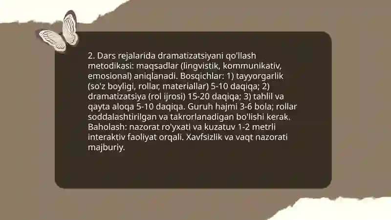 Chet tilini órgatishda dramazmatizatsiya usulidan fiydalanush 4