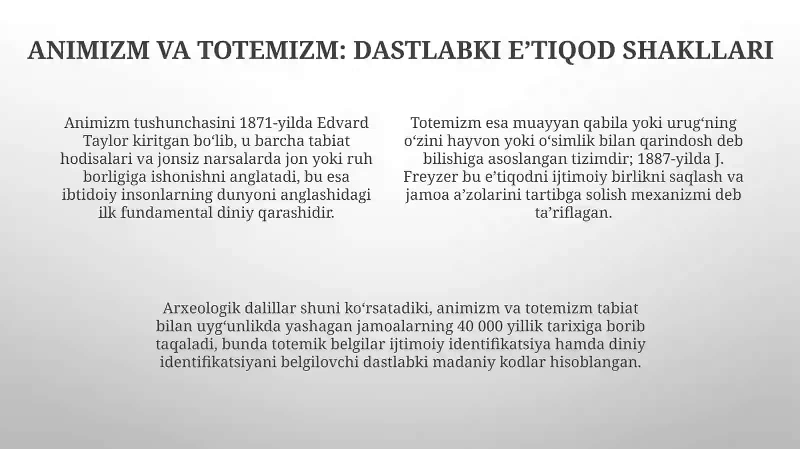 Dinning kelib chiqishi va dastlabki e’tiqod shakllari 4