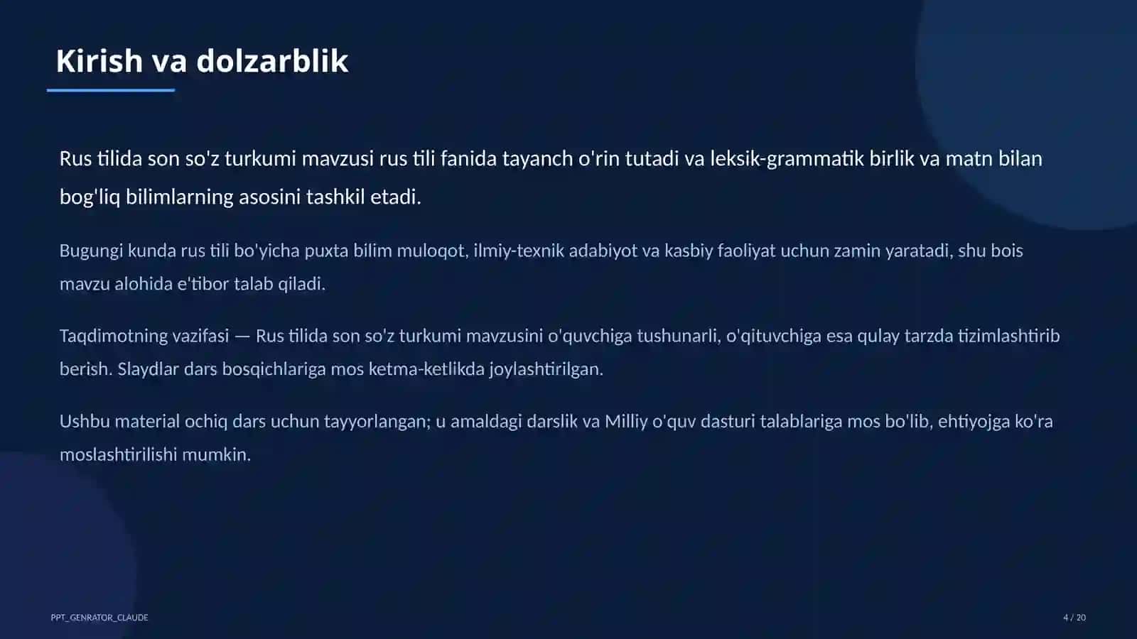 Rus tilida son so'z turkumi (6-sinf) 4