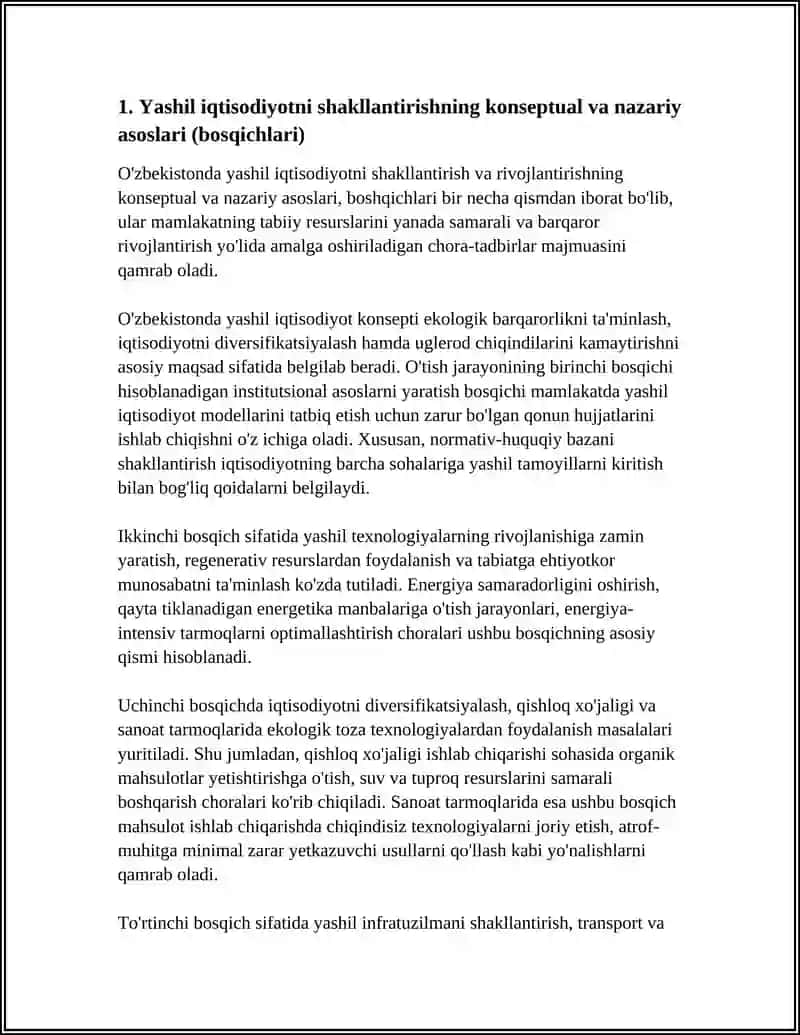 O'ZBEKISTONDA YASHIL IQTISODIYOTNI SHAKLLANTIRISH VA RIVOJLANTIRISH BOSQICHLARI 4