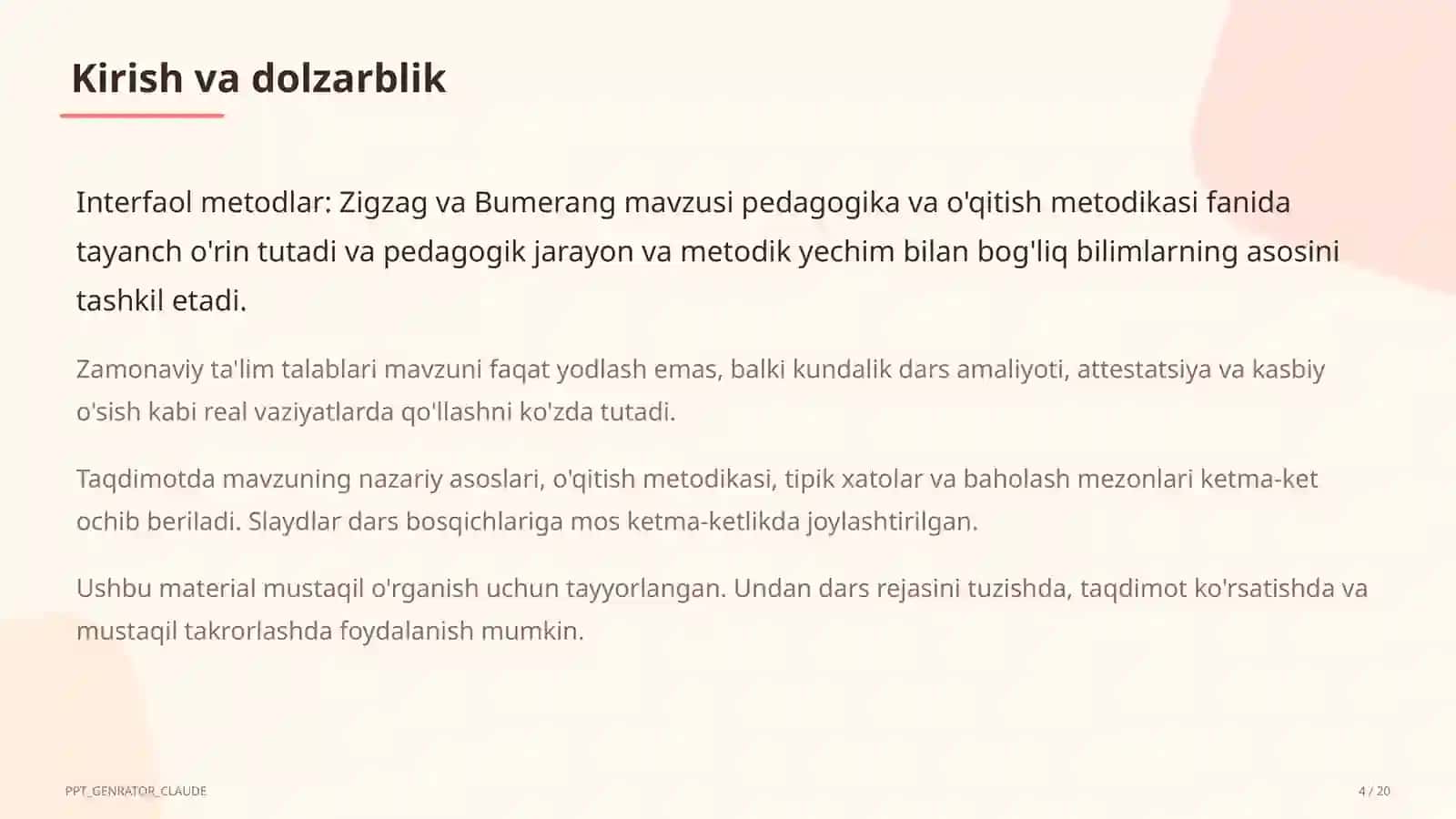 Interfaol metodlar: Zigzag va Bumerang 4
