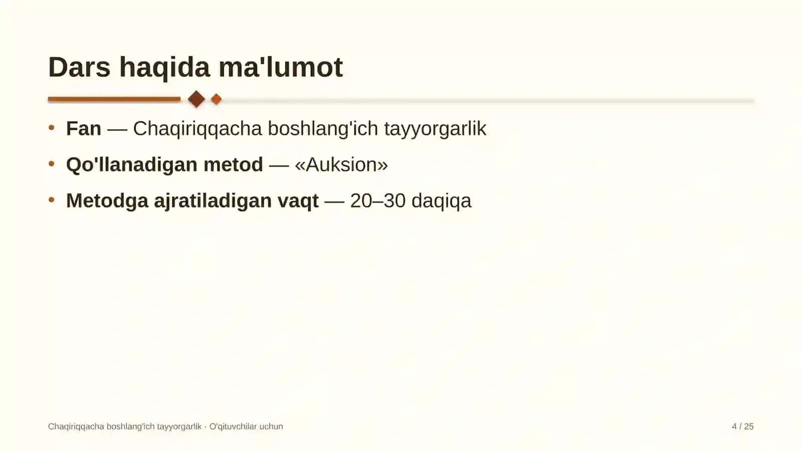 chaqiriqqacha boshlang'ich tayyorgarlik darslarida auksion metodidan foydalanish 9431 4