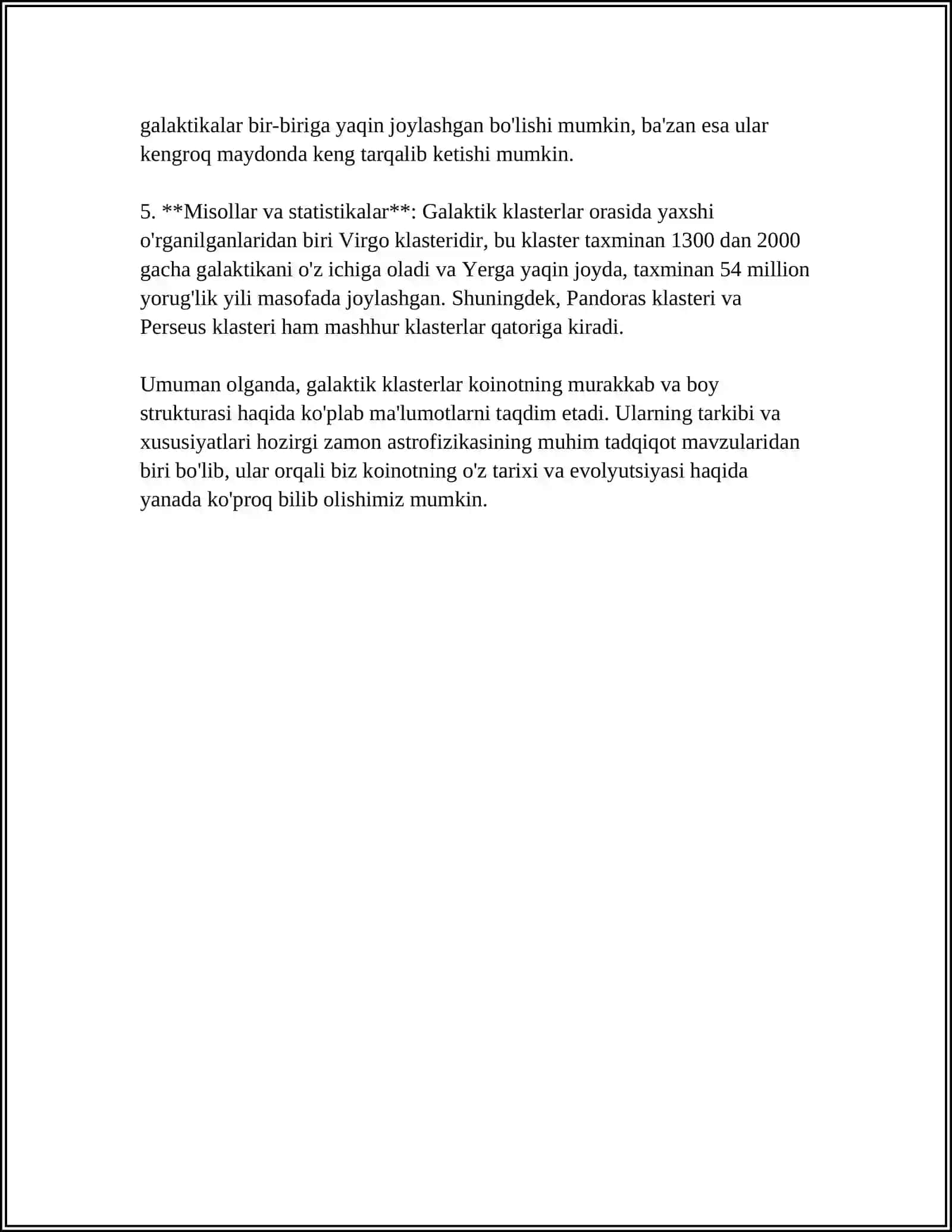 GALAKTIK KLASTERLAR VA ULARNING GRAVITATSION TA'SIRI REFERAT 4
