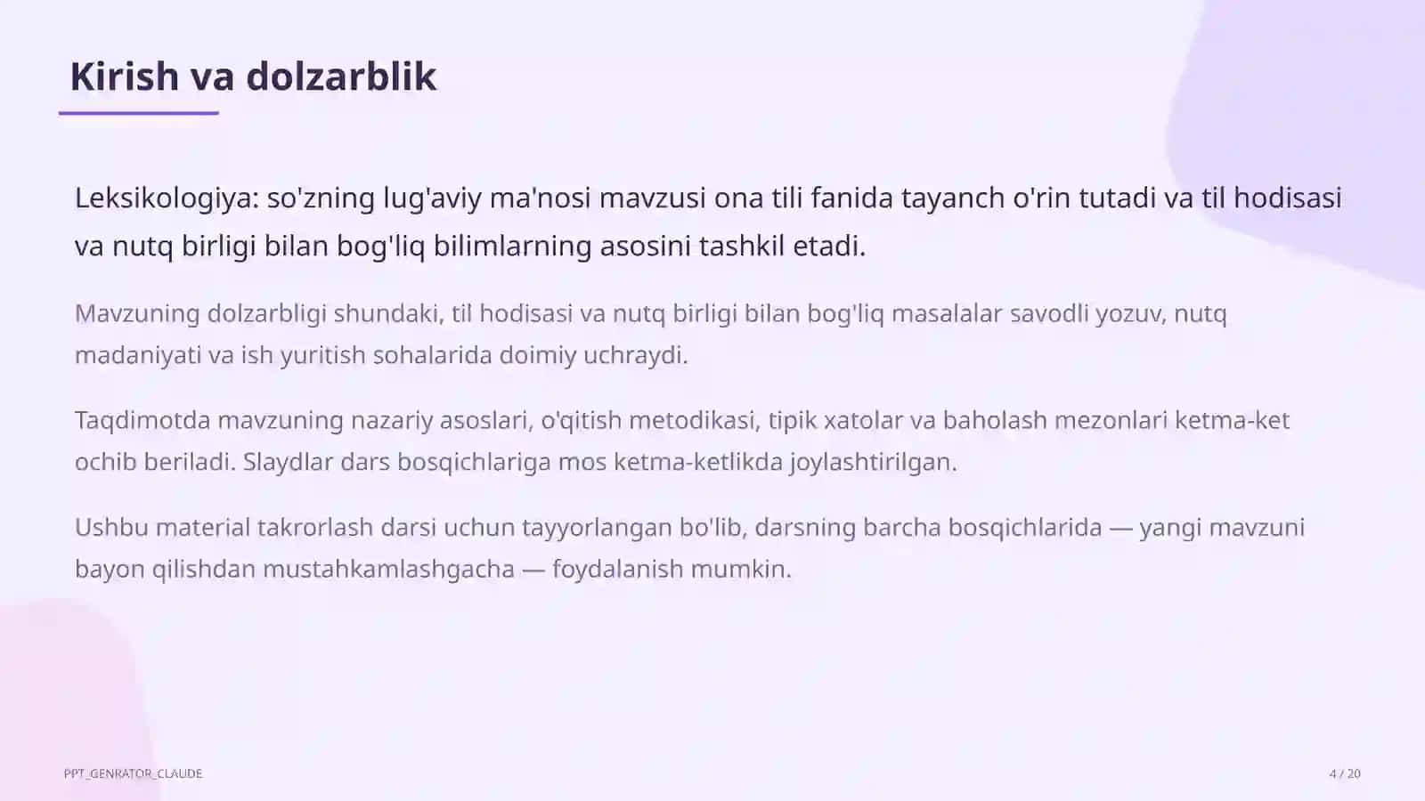 Leksikologiya: so'zning lug'aviy ma'nosi (5-sinf) 4