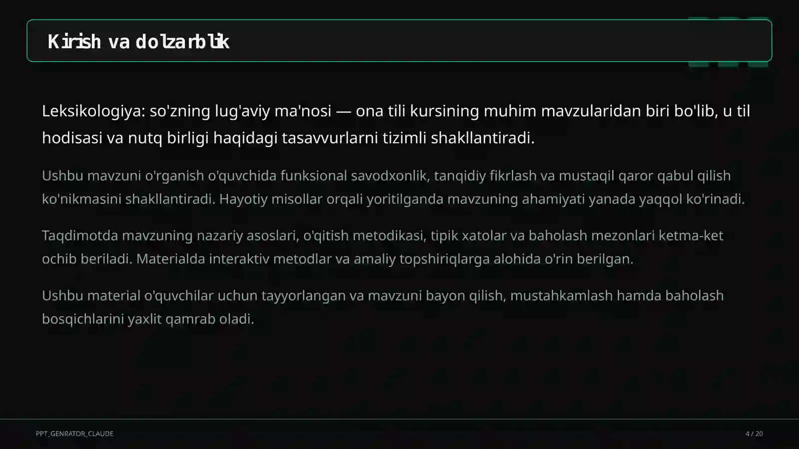 Leksikologiya: so'zning lug'aviy ma'nosi (5-sinf) 4