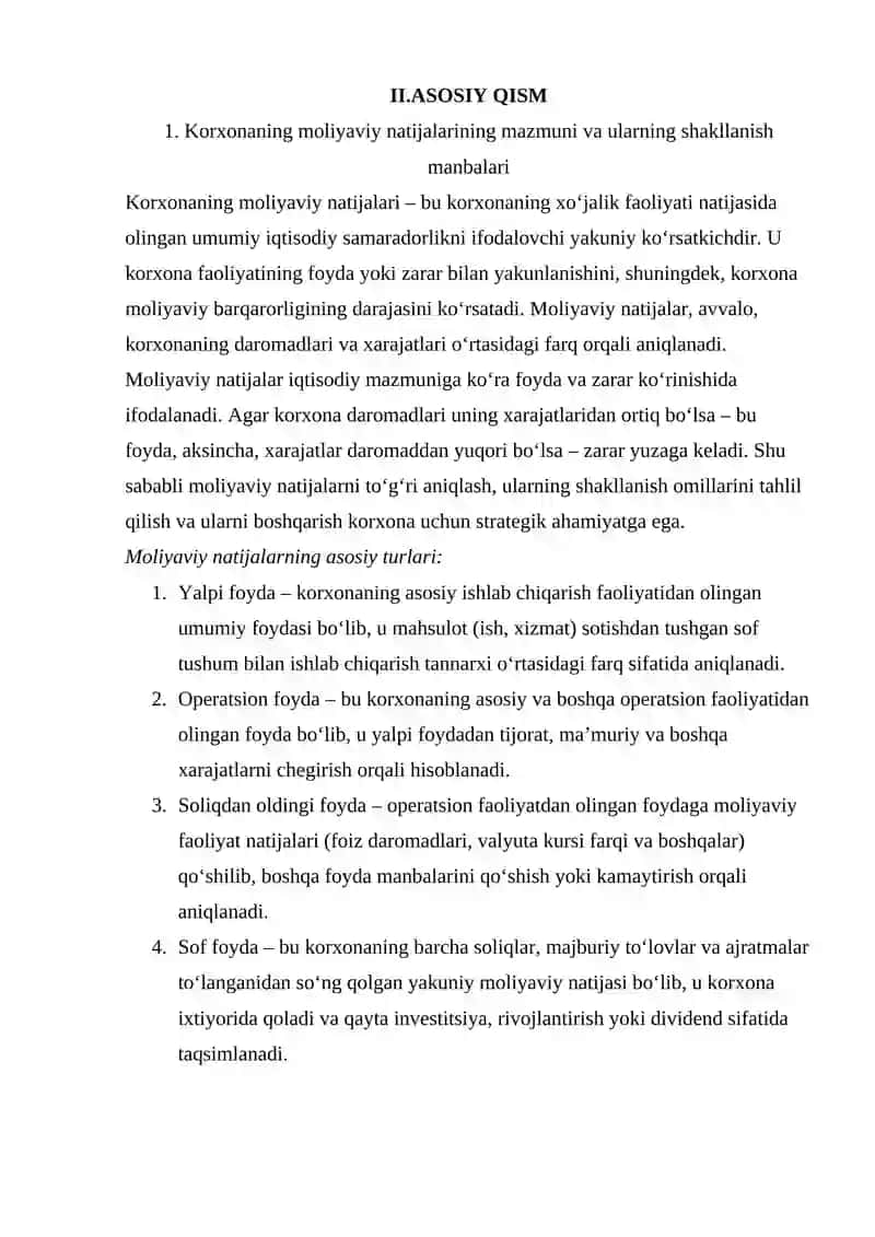 Korxona moliyaviy natijalarini taxlili 4