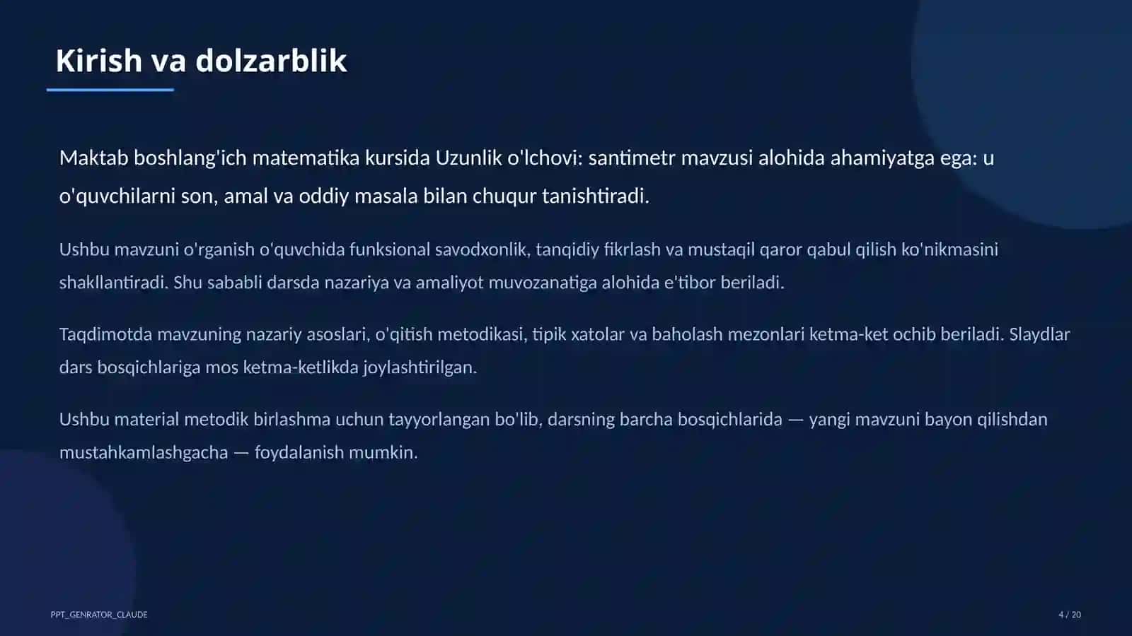 Matematika Dars Rejasi 4