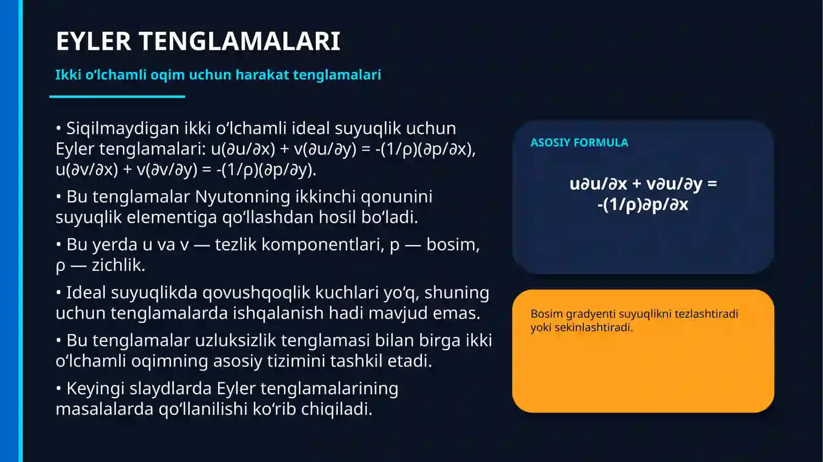 SIqILMAYDIGAN IKKI O‘LCHOVLI IDEAL SUYUQLIK DINAMIKASI 4