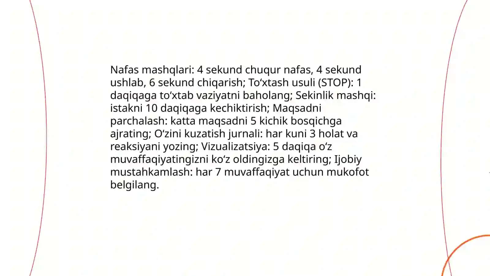 Iroda va irodani mustahkamlovchi psixologik mashg‘ulotlar 4