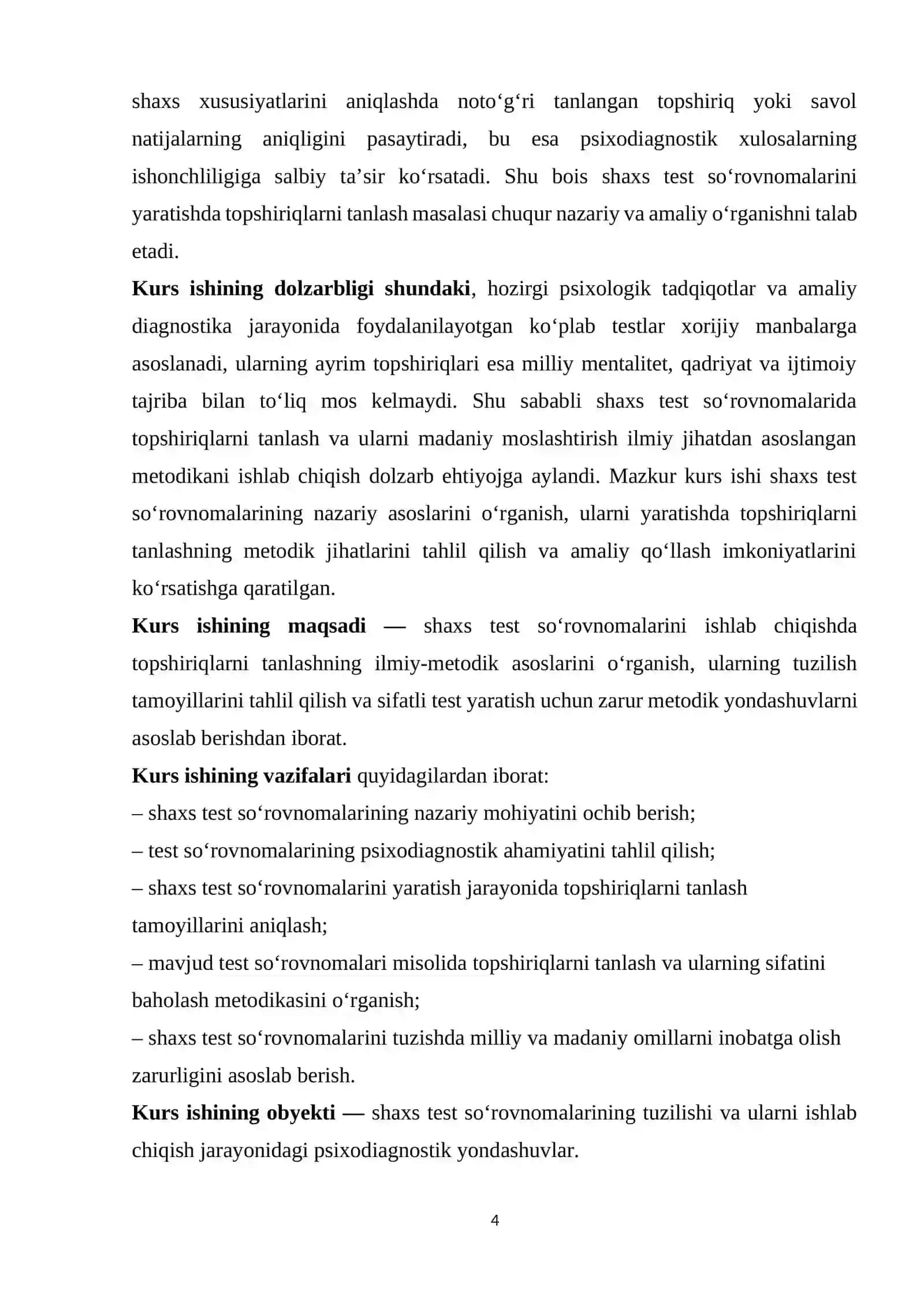SHAXS TEST SO'ROVNOMALARINI YARATISHDA TOPSHIRIQLARNI TANLASH 4