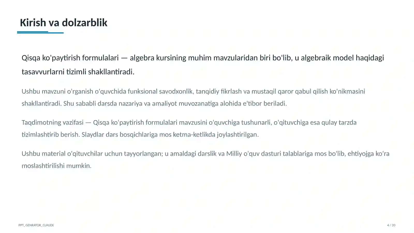 Qisqa ko'paytirish formulalari (7-sinf) 4