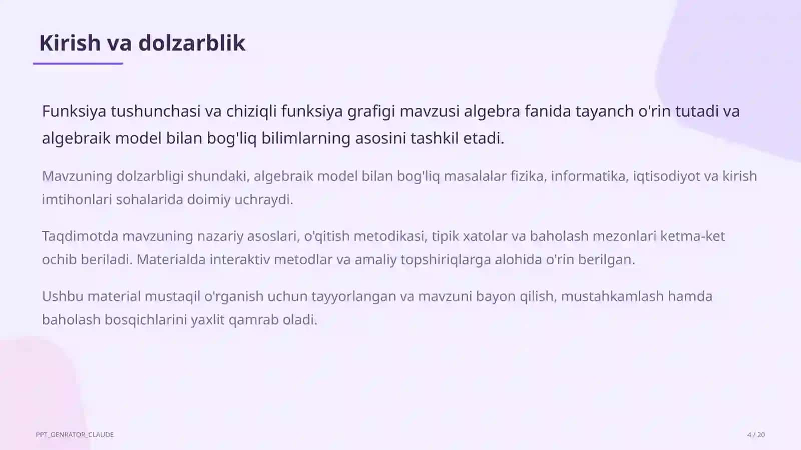 Funksiya tushunchasi va chiziqli funksiya grafigi (7-sinf) 4