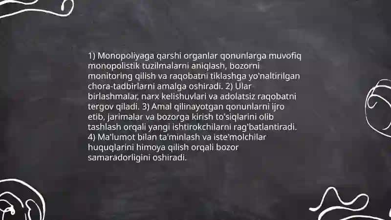 Monopoliyaga qarshi iqtisodiy siyosat varaqobatni rivojlantirish 4