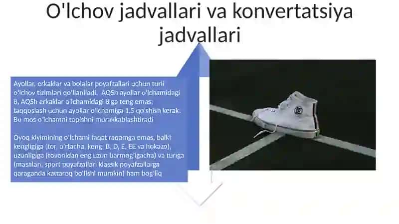 Bolalar poyafzal o'lchamlari 4