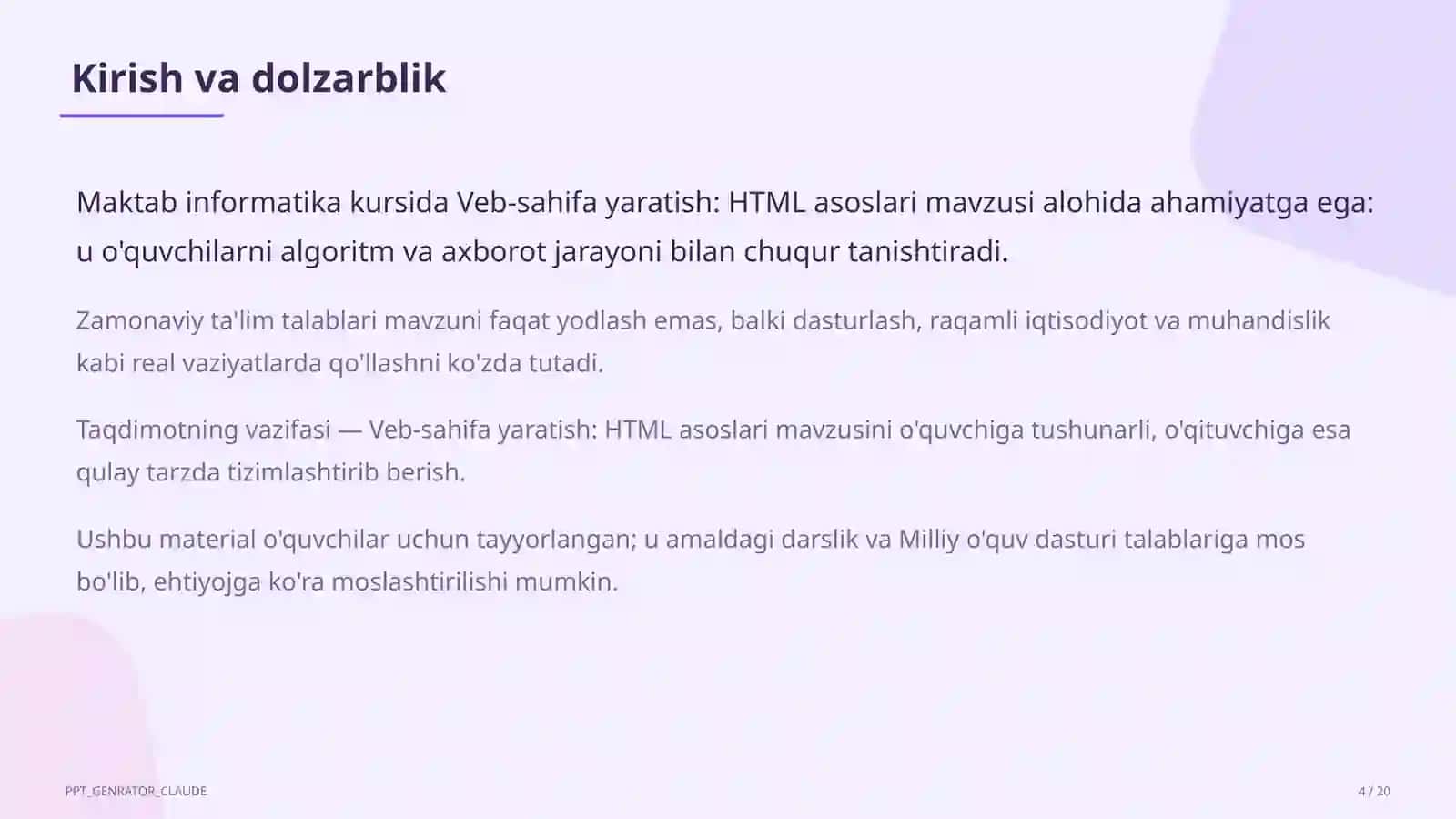 Veb-sahifa yaratish: HTML asoslari (9-sinf) 4