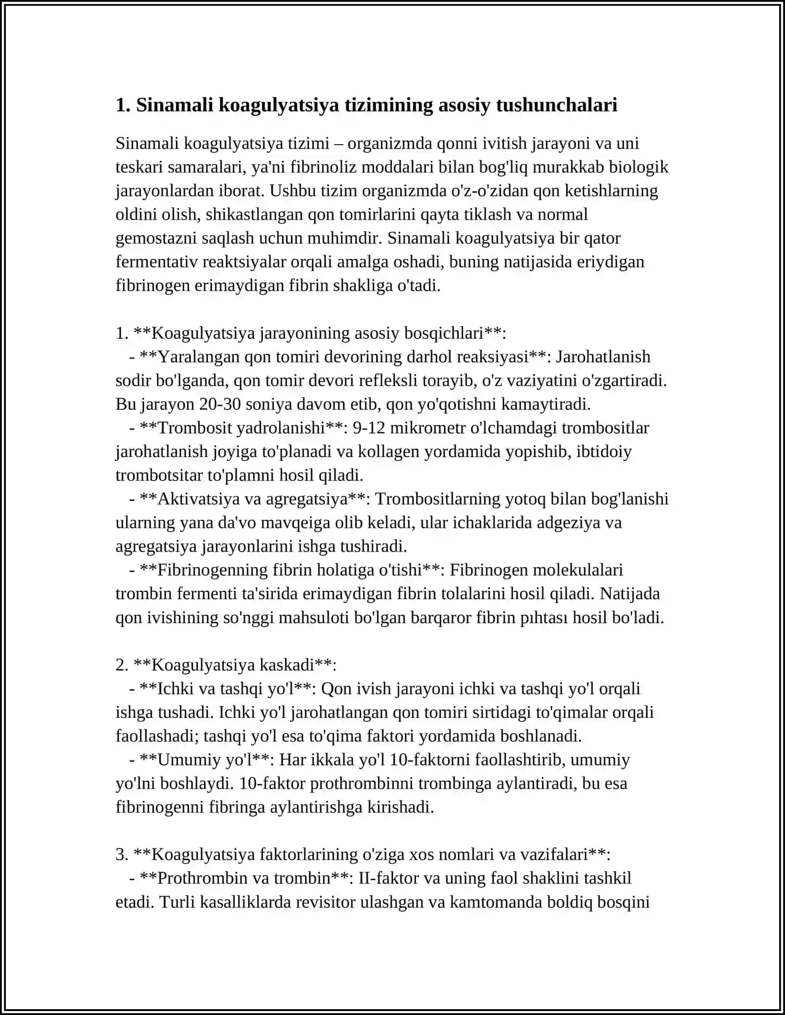 SINAMALI KOAGULYATSIYA TIZIMINI TUZISH 4
