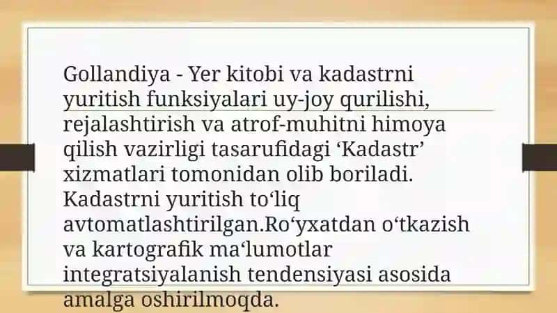 Davlat kadastlarini yaratish va yuritish 4