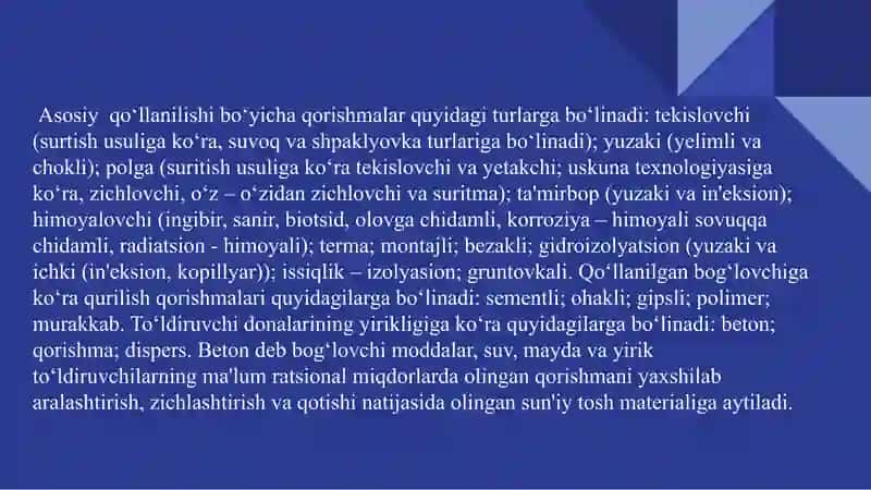 Sementasosida Qurilish Qorishmalarini Ishlab Chiqarish Texnologiyasi 4