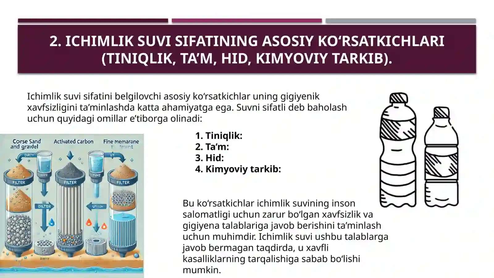 Ichimlik suvi sifatiga bo`lgangigiyeniktalablar 4