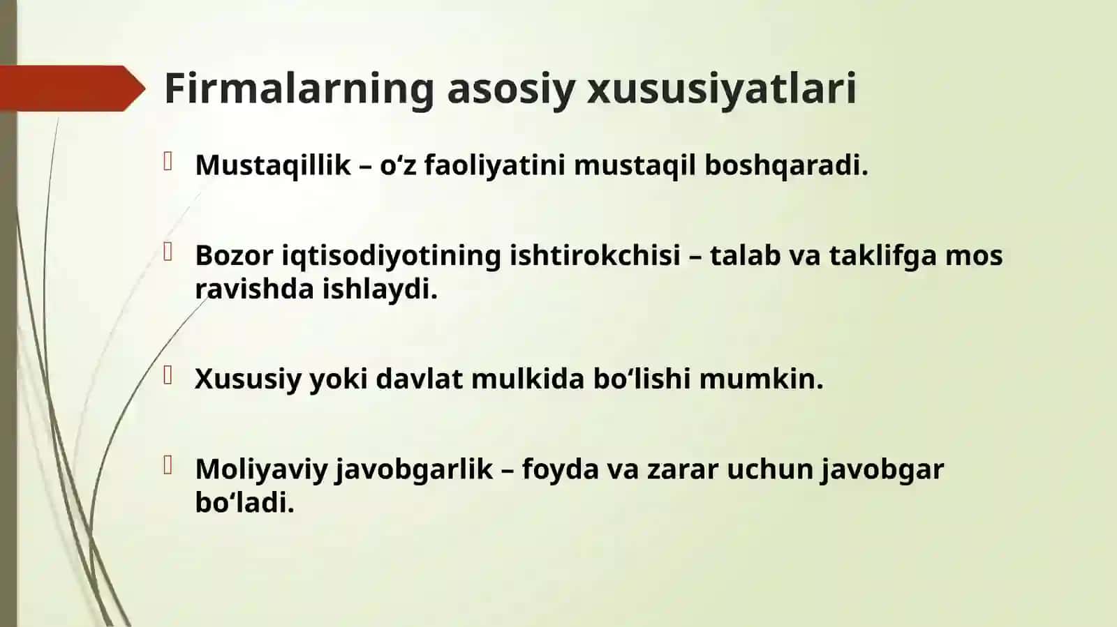 "Firma va ularning tashkiliy iqtisodiy asoslari" 4