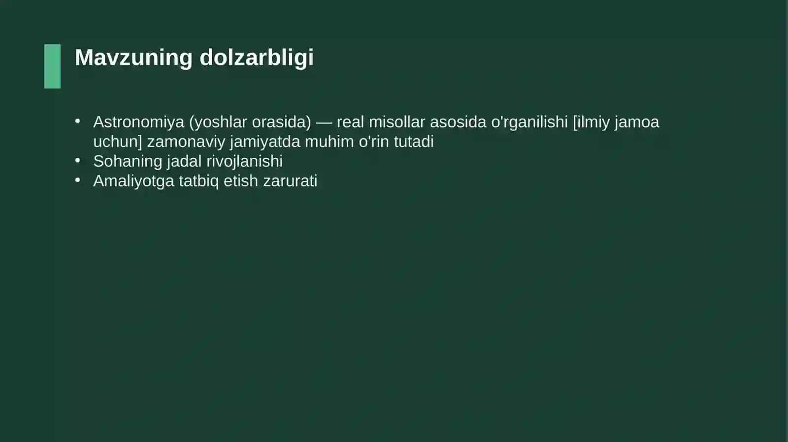 Astronomiya (yoshlar orasida) — real misollar asosida o'rganilishi [ilmiy jamoa uchun] 4