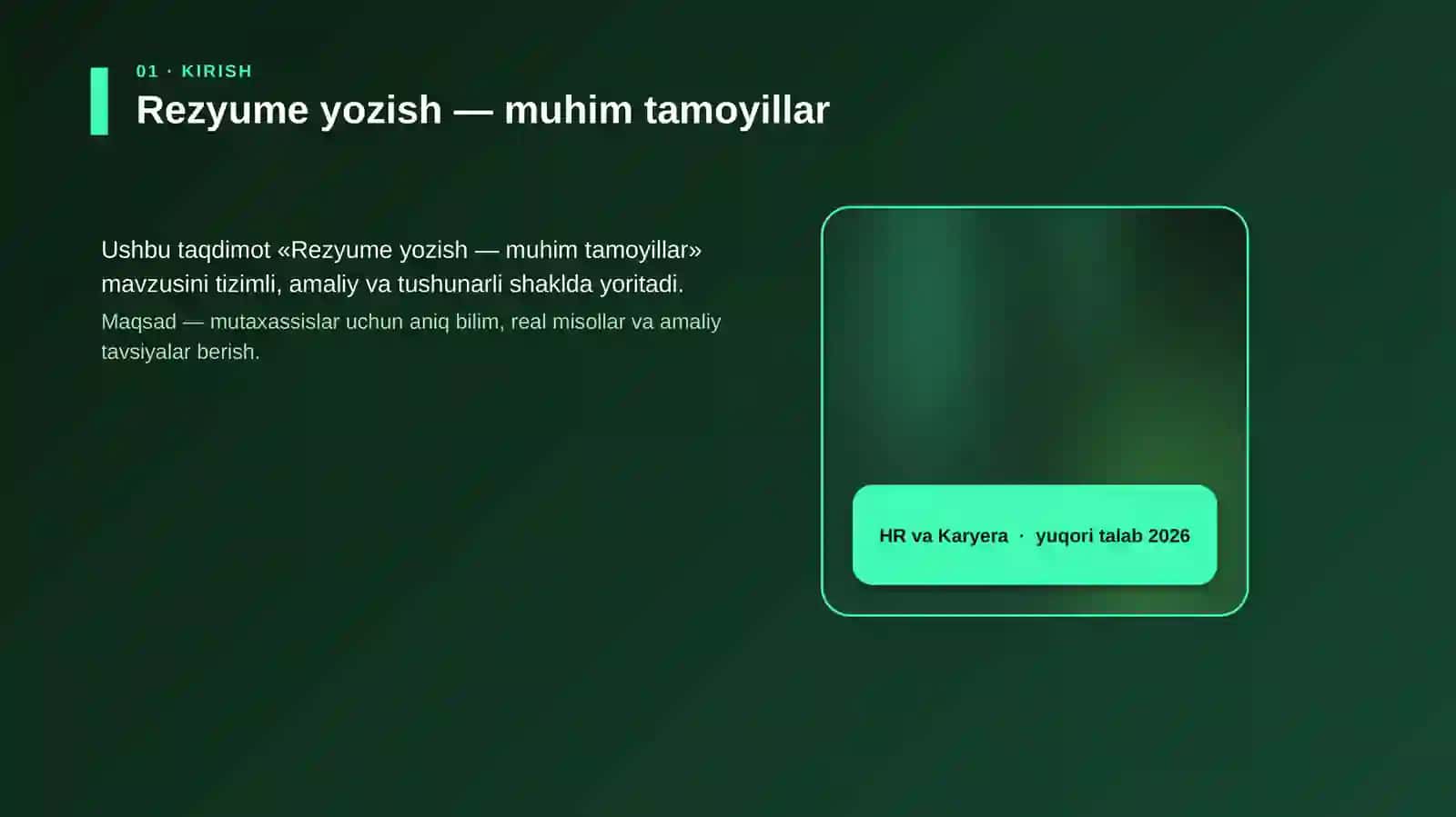 Rezyume yozish — muhim tamoyillar 4