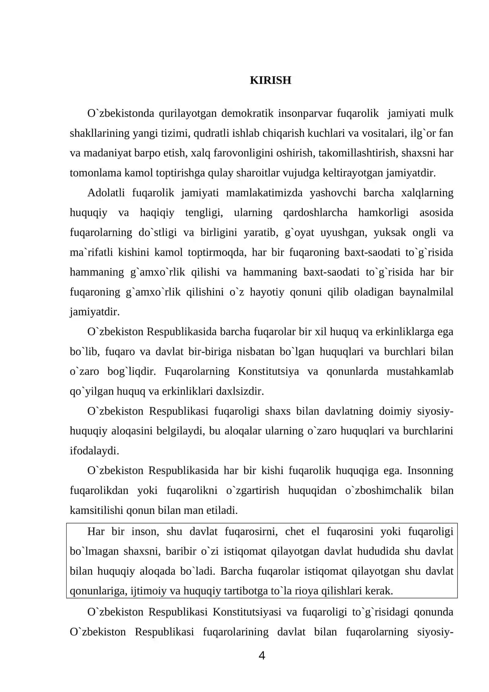 O’ZBEKISTON RESPUBLIKASIDA FUQAROLARNING TENG HUQUQLILIGI 4