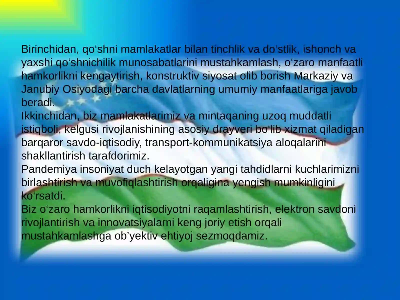 “Yangi O‘zbekistonda erkin va farovon yashaylik” 4