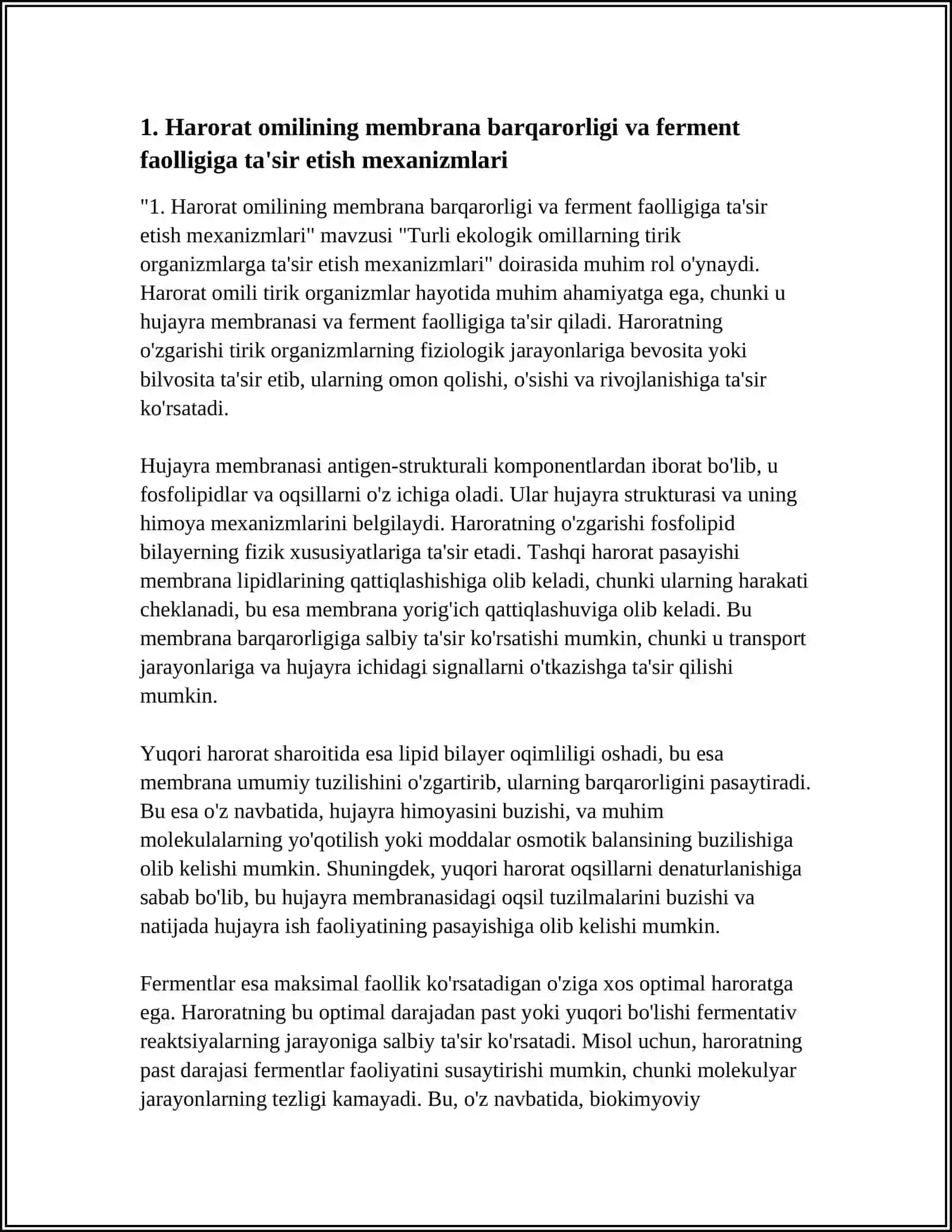 TURLI EKOLOGIK OMILLARNING TIRIK ORGANIZMLARGA TA'SIR ETISH MEXANIZMLARI 4