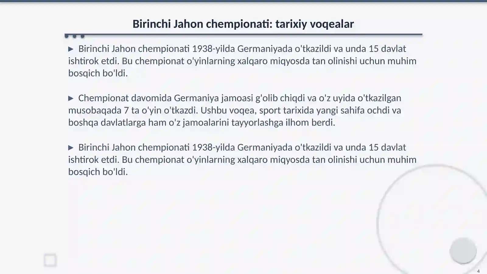 Gandbol Oʻyini Birinchi Jahon va Yevropa Chempionatini Oʻtkazilishi 4