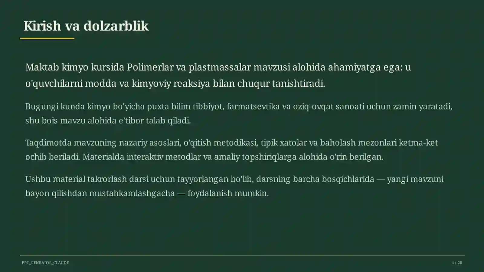 Polimerlar va plastmassalar (11-sinf) 4