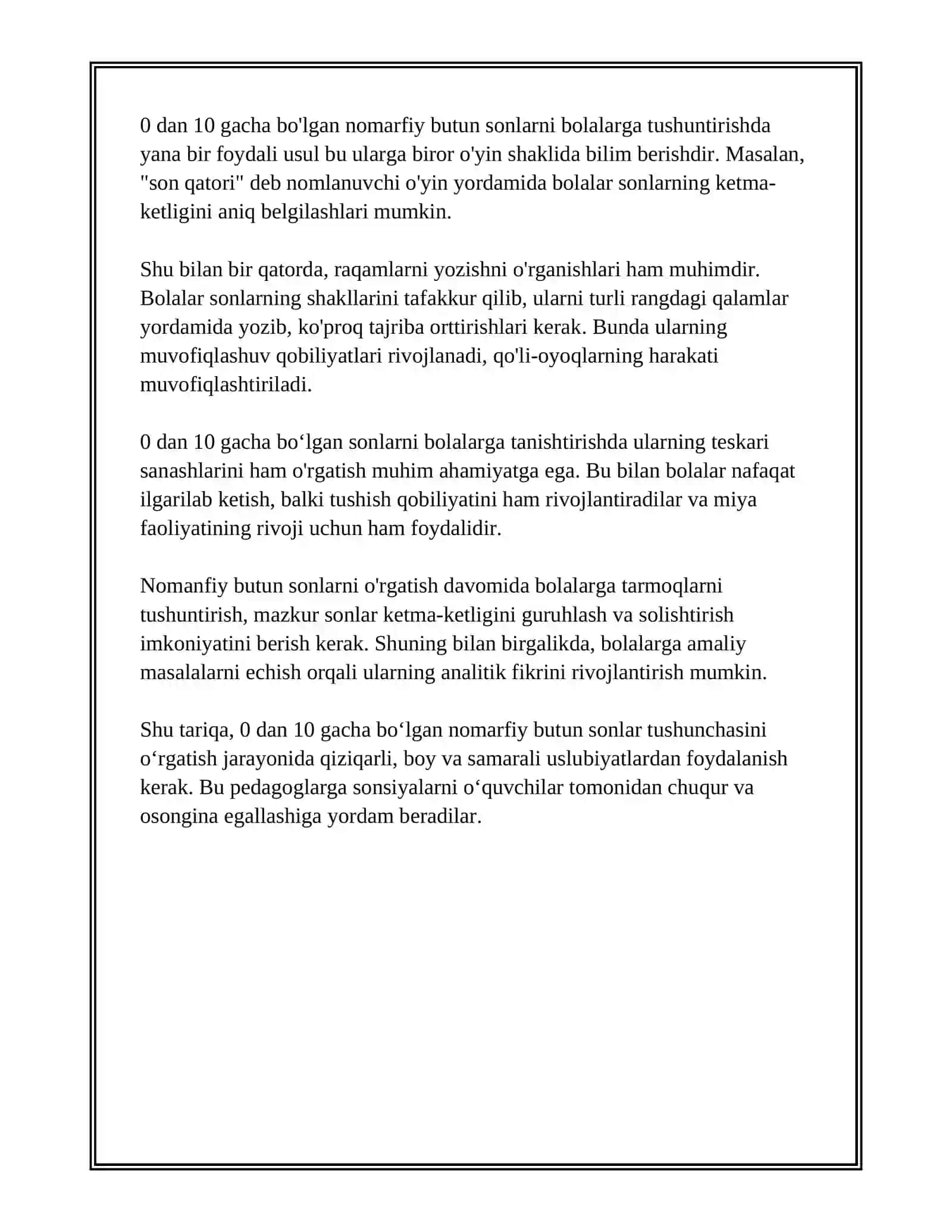 Nomanfiy butun sonlarni nomerlashga o'rgatish metodikasi 4