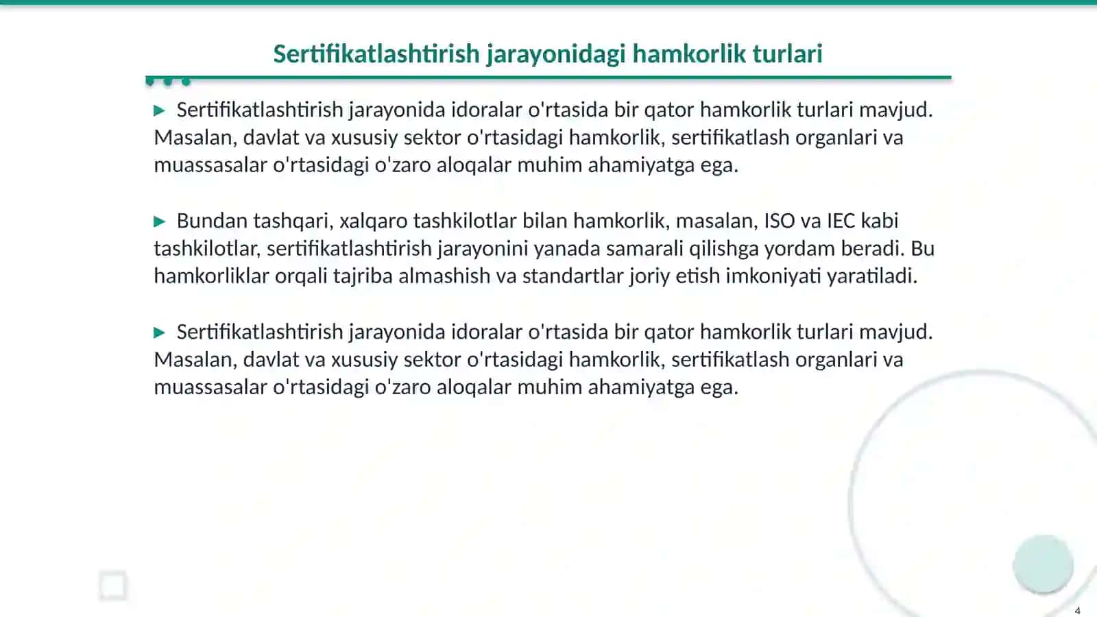 Sertifikatlashtirish tizimida qatnashuvchi idoralar mas'uliyati 4