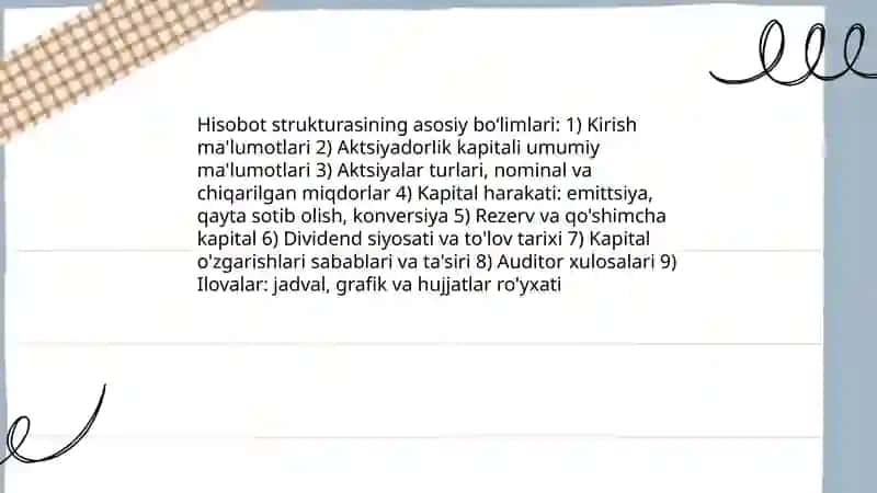 Aktsiyadorlik kapitali toʻgʻrisidagi hisobot 4