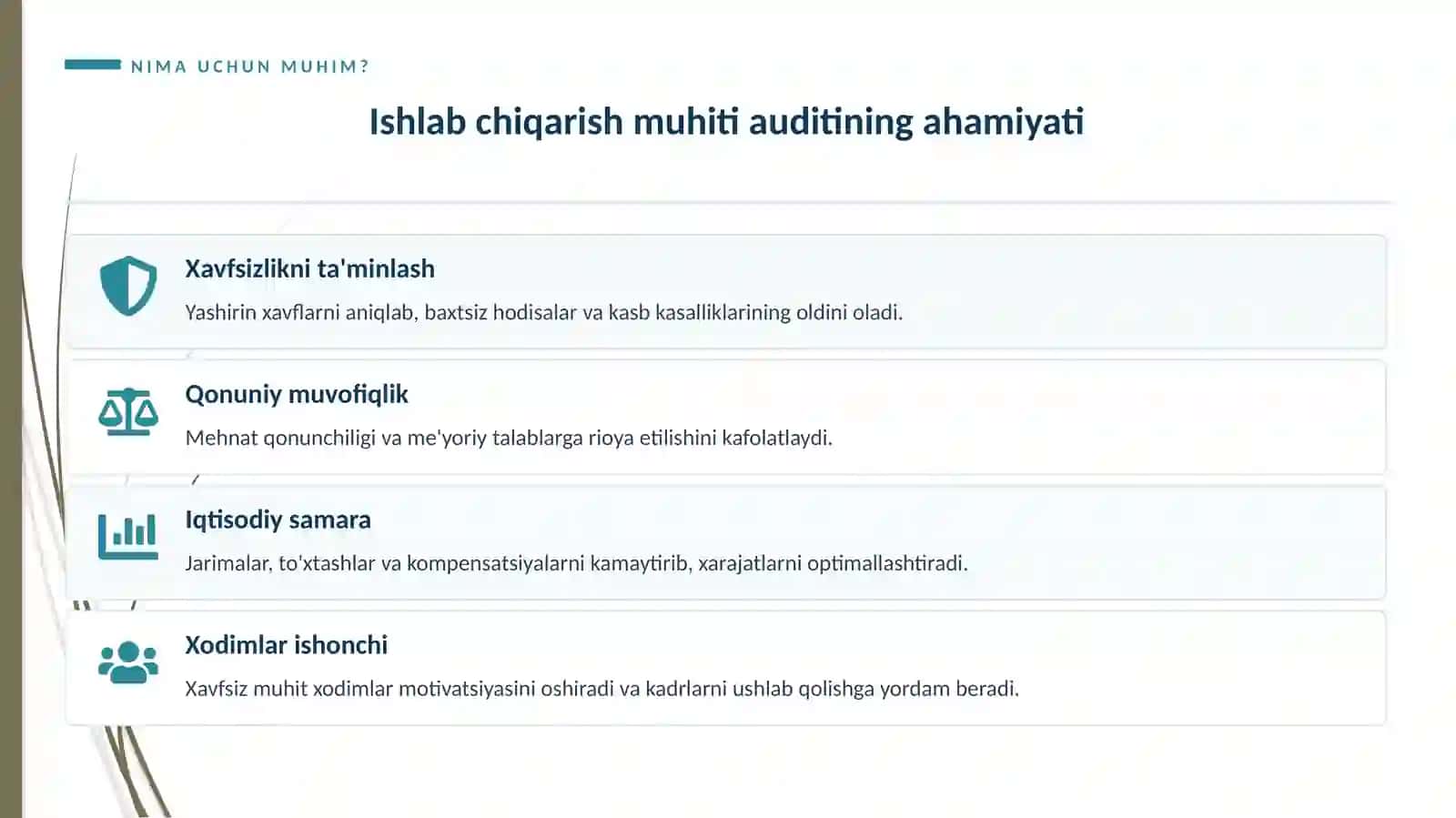 Ishlab chiqarish muhiti auditi 4