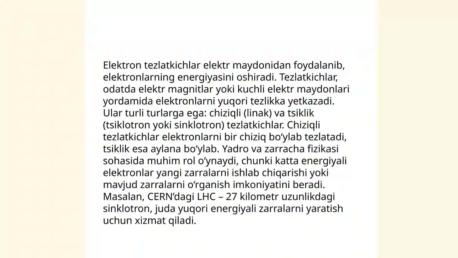 Elektron tezlatkichlar turlari va ularning tibbiyotda qo‘llanilishi 4