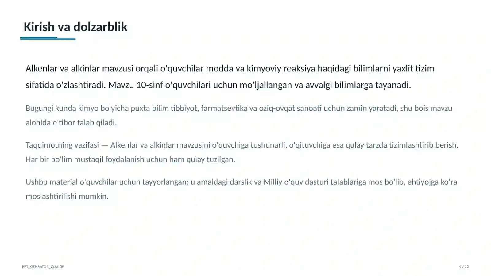 Alkenlar va alkinlar (10-sinf) 4
