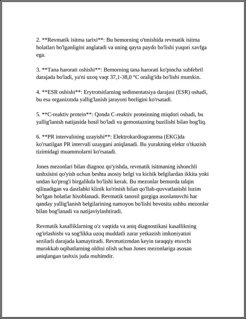 REVMATIZM VA REVMATOIDLI ARTRIT KASALLIKLARINING DIAGNOSTIK MEZONLARI 4