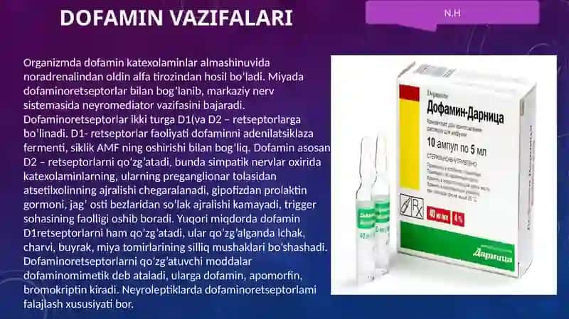 Dofamin va dofaminergik vositalar, Serotonin va serotoninergik vositalar 4