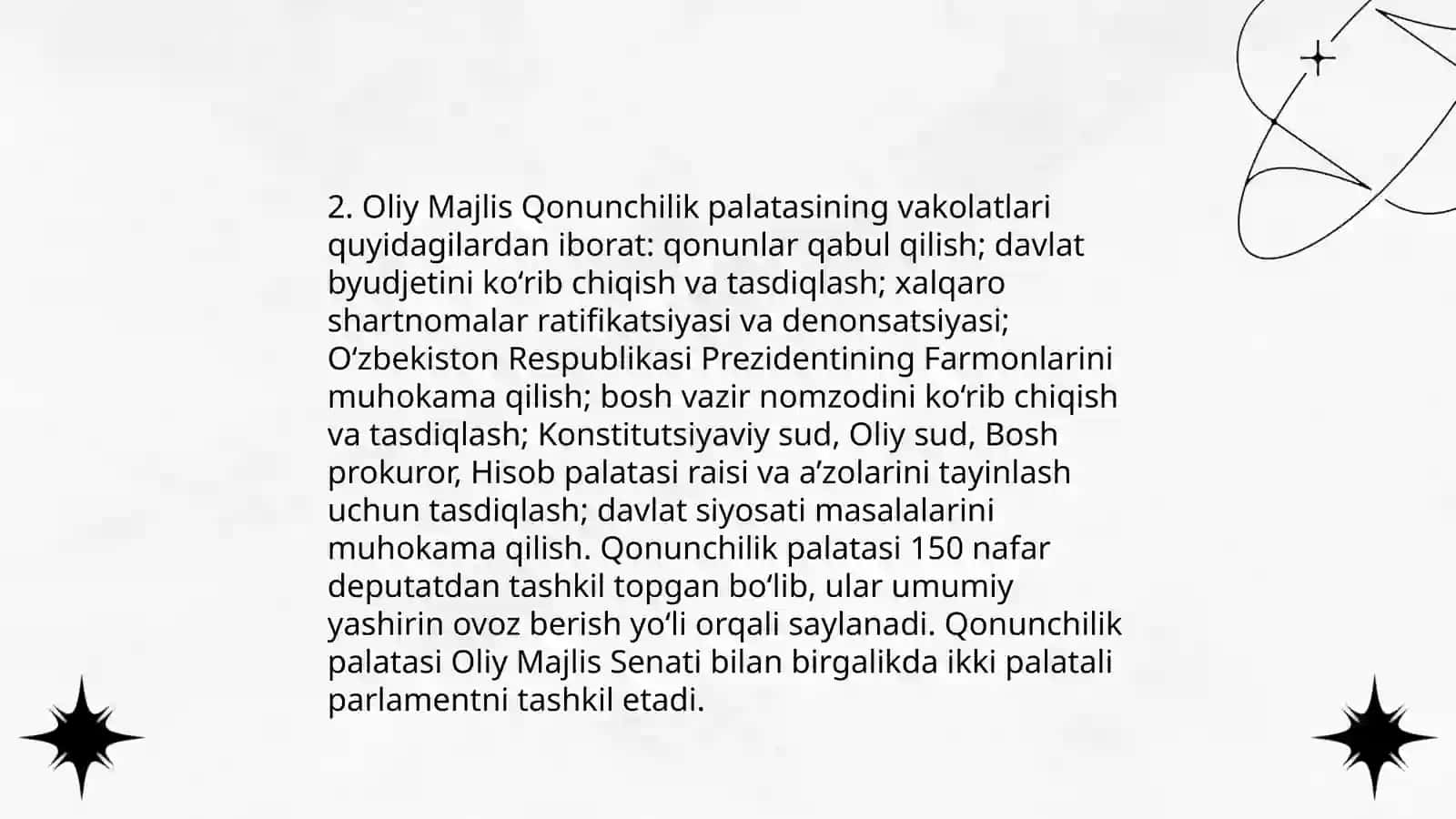 Oliy Majlis Qonunchilik palatasining huquqiy holati 4