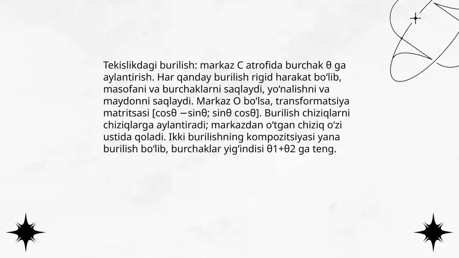 Tekislikdagi harakatlar va ularning xossalari 4