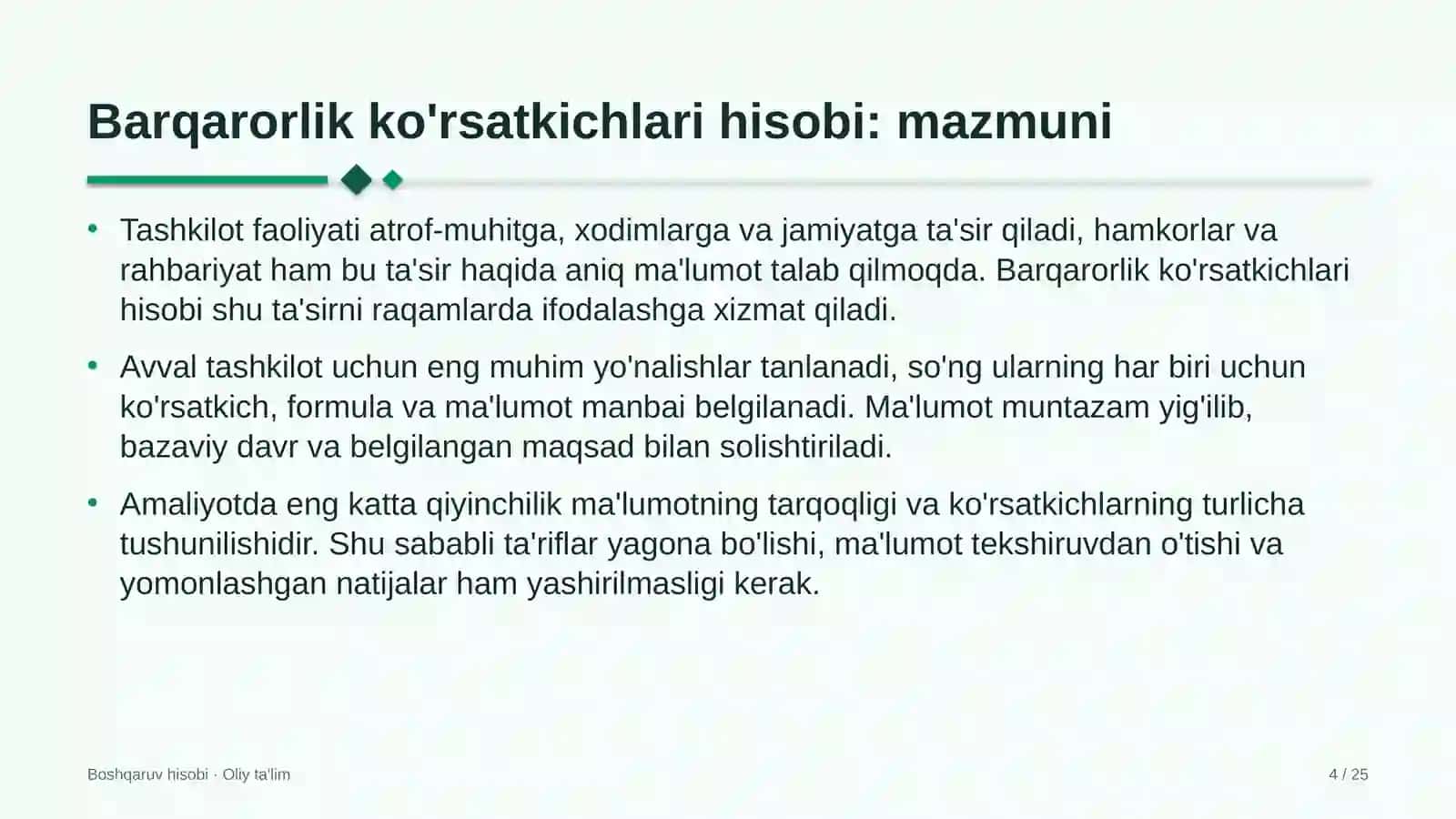 Ko'rgazma-yarmarkalarda barqaror rivojlanish ko'rsatkichlari hisobi 4