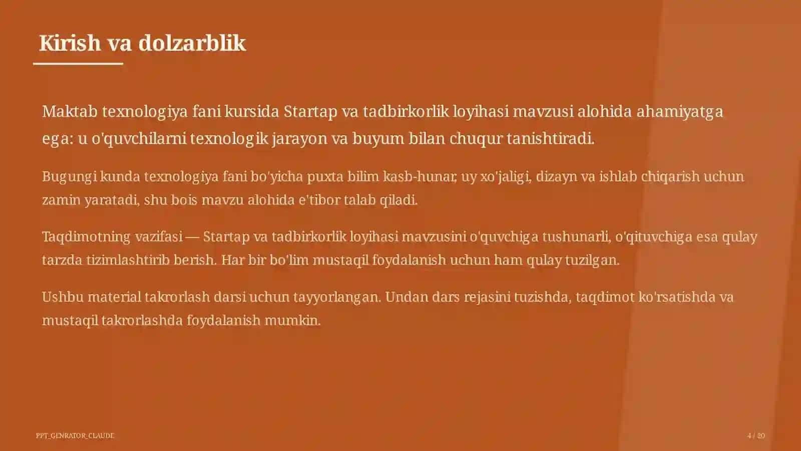 Startap va tadbirkorlik loyihasi (11-sinf) 4