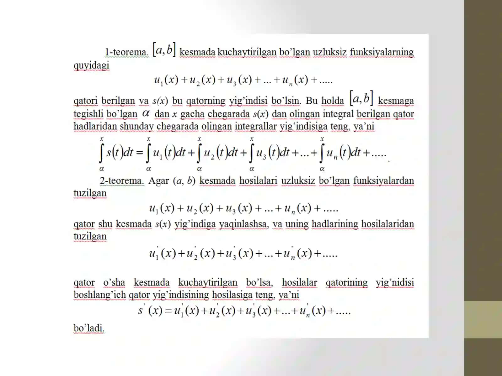 FUNKSIONAL QATORLARNI DIFFERENSIALLASH VA INTEGRALLASH 4