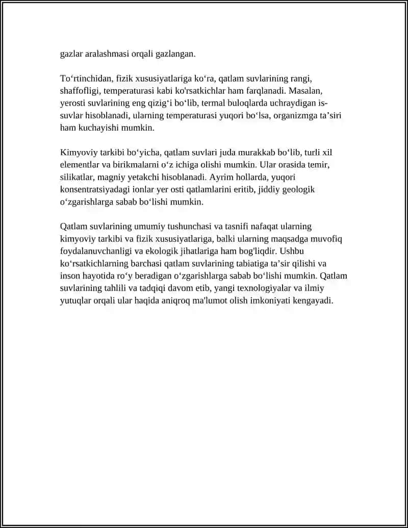QATLAM SUVLARINING FIZIK XUSUSIYATLARI VA KIMYOVIY TARKIBI 4