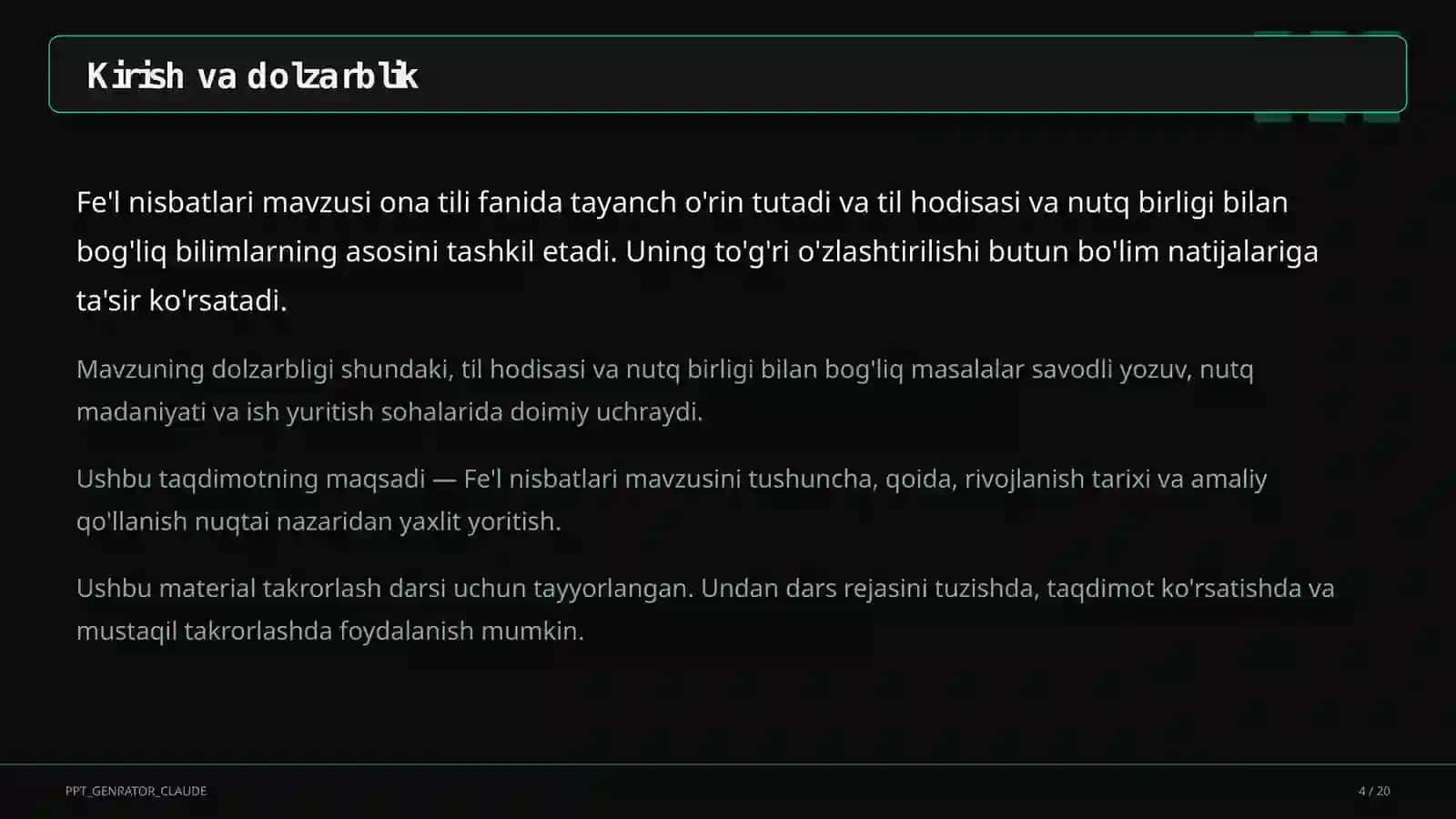 Fe'l nisbatlari (7-sinf) 4