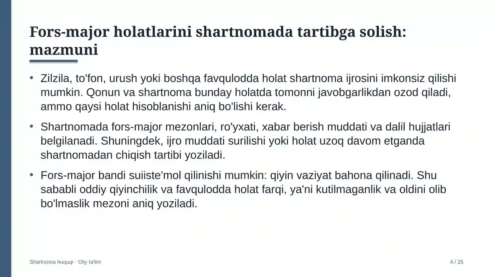 davlat universitetlarida fors major holatlarini shartnomada tartibga solish 7368 4