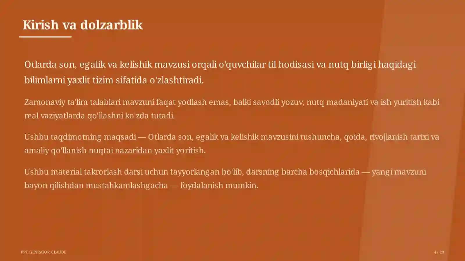 Otlarda son, egalik va kelishik (6-sinf) 4